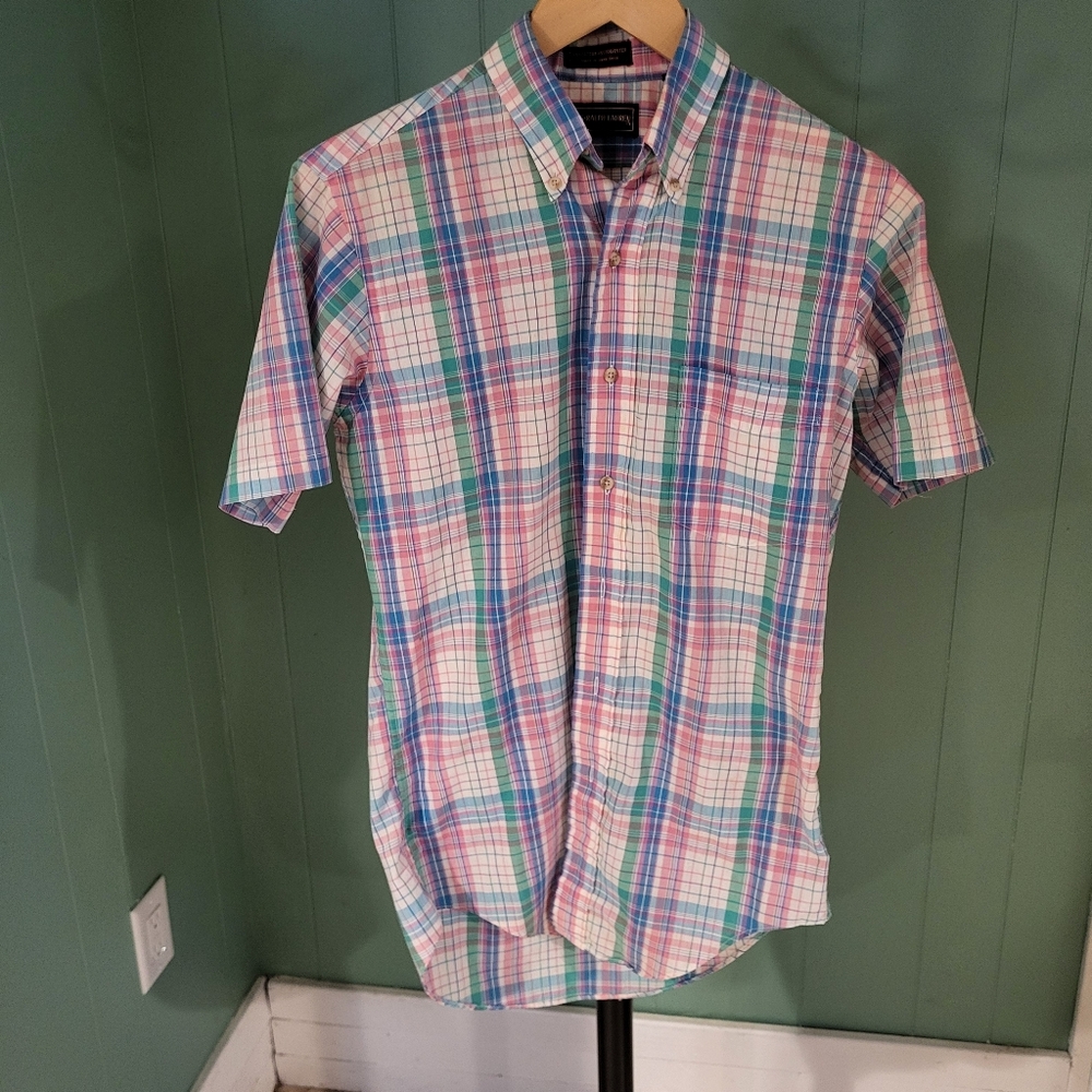 Pastel Plaid Button Down Shirt, Small, 21" Pit-Pit, Chaps Ralph Lauren, Unisex